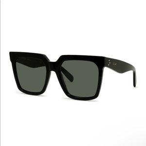 Celine Square Acetate Sunglasses w/Side Studs-Black